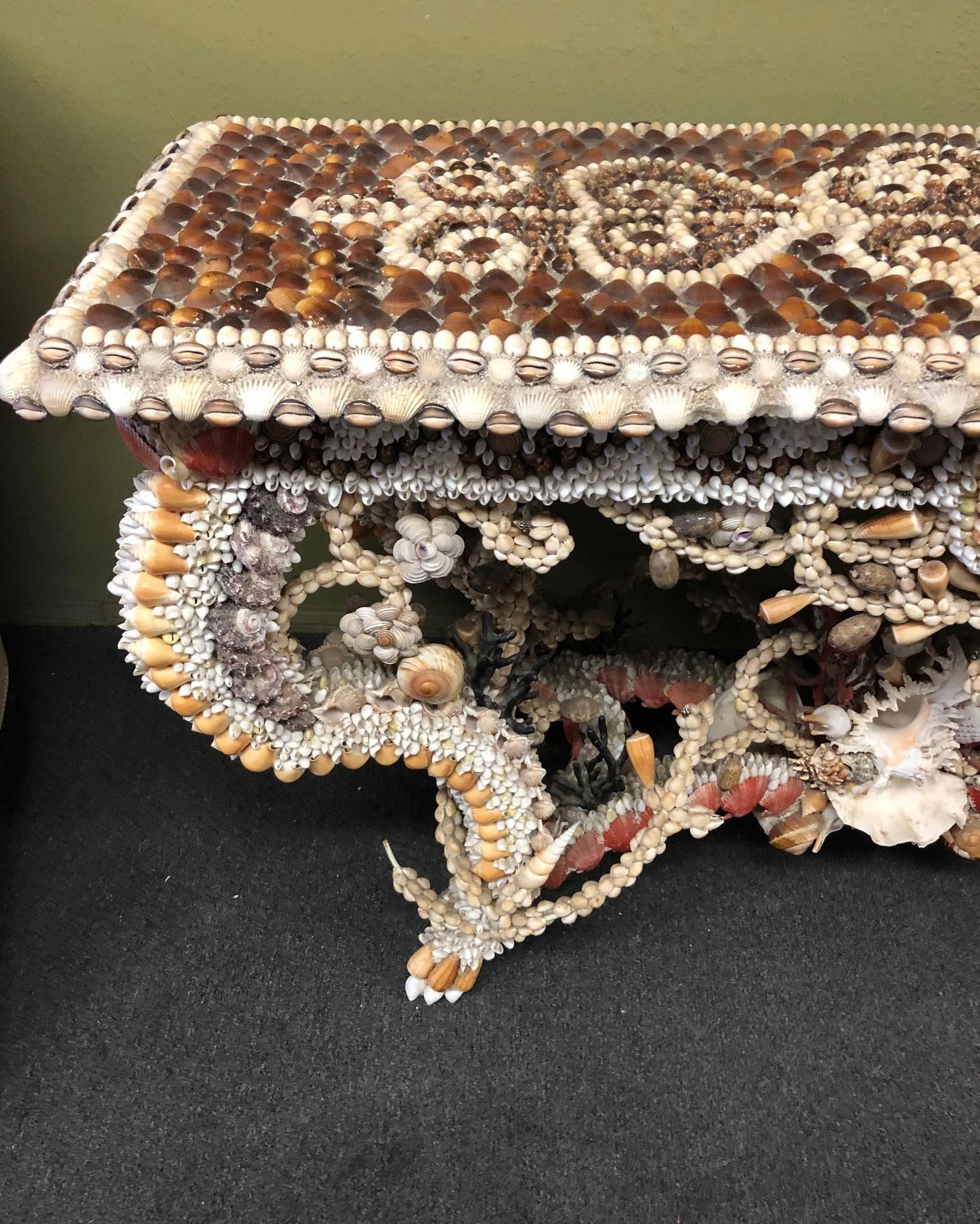 Louis XV French Seashell Encrusted Console / Entry Table