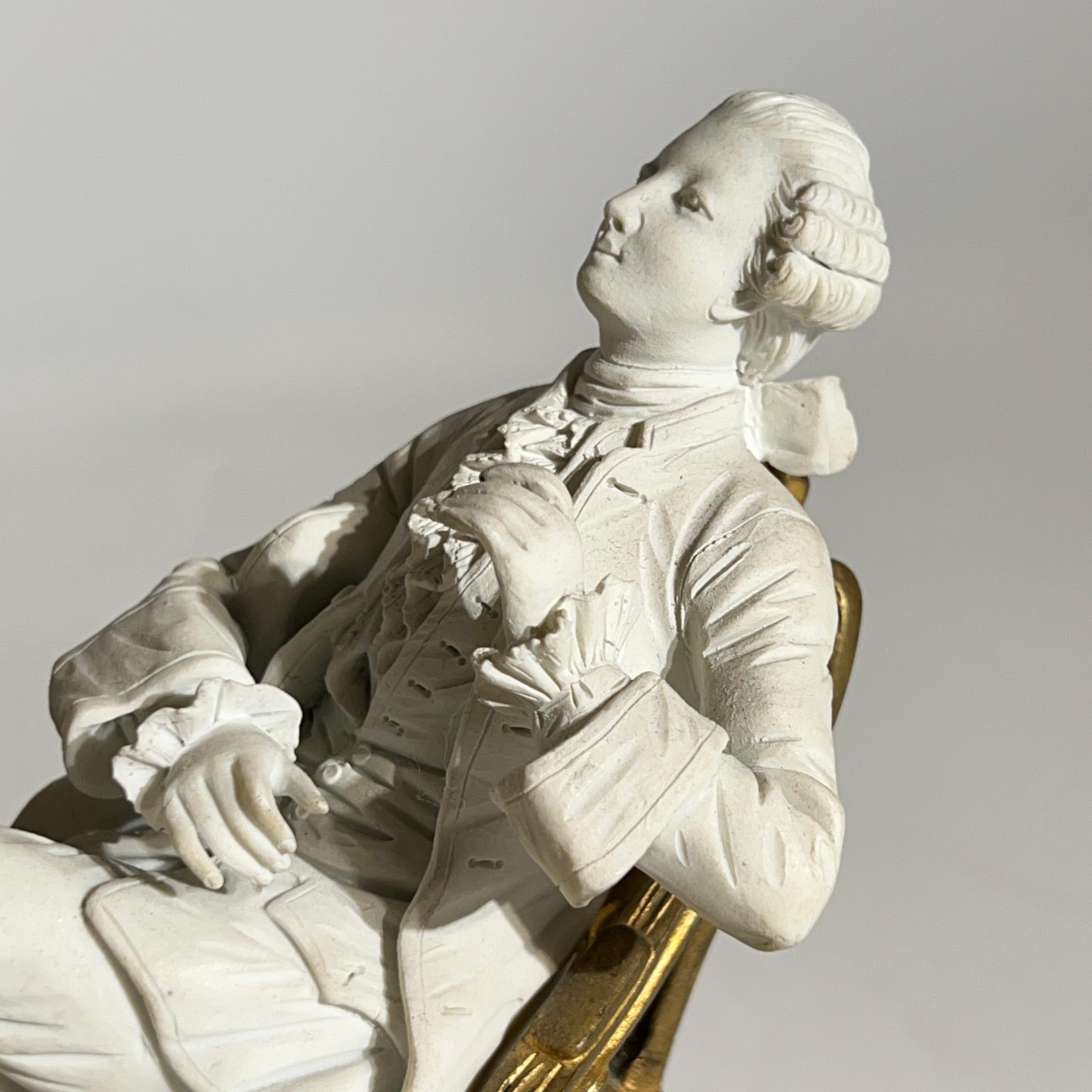 French Louis XV Sevres Style Bisque Porcelain and Bronze Sculpture 8
