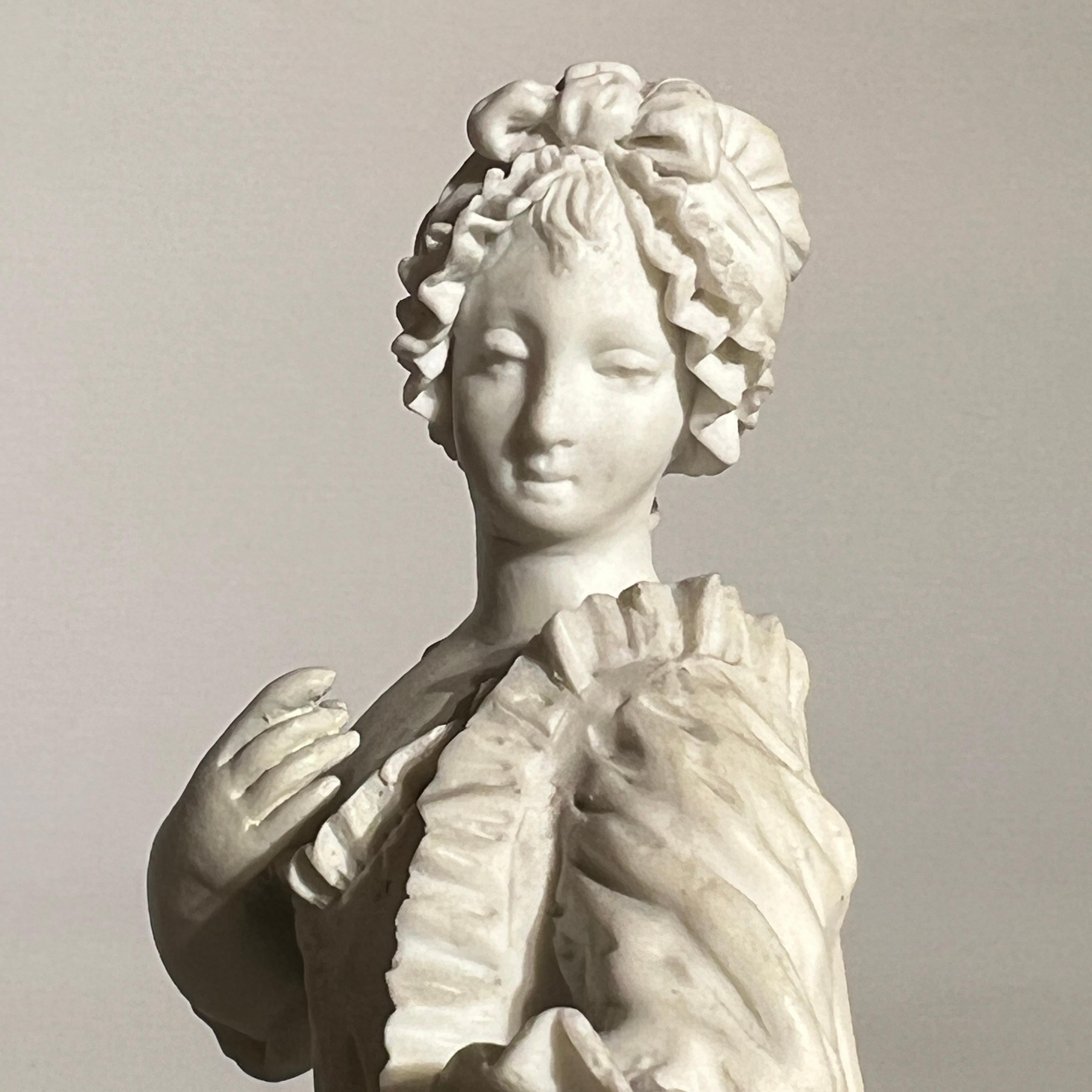 French Louis XV Sevres Style Bisque Porcelain and Bronze Sculpture 10