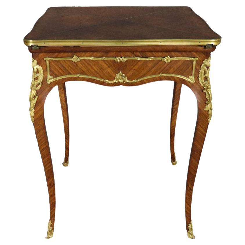 19th C.French Louis XV Style Bronze Ormolu Mounted Games Table by Francois Linke