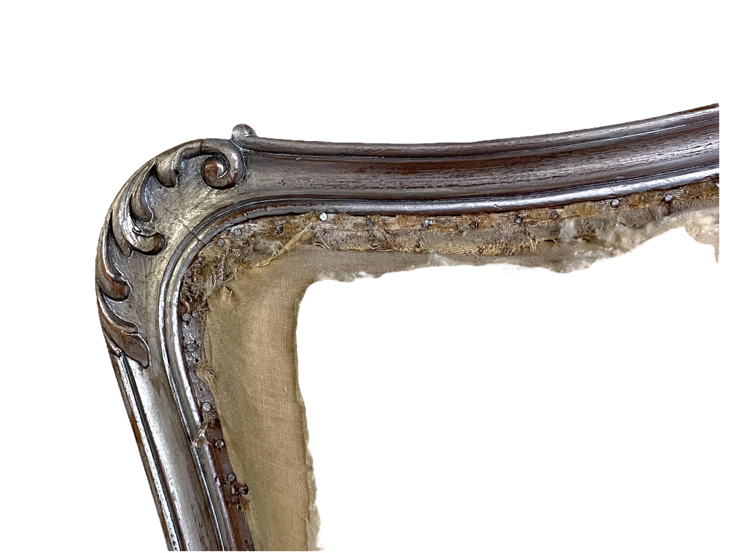 19th Century French Louis XV Silver Giltwood Carved Three-Piece Salon or Parlor Suite For Sale