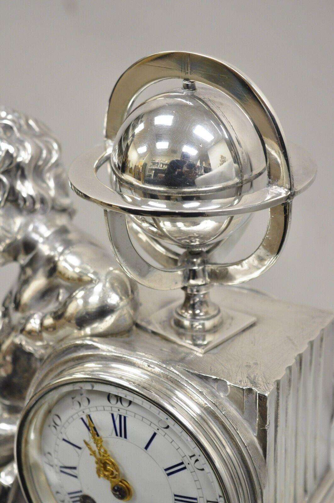 French Louis XV Silver Plated Bronze Putto Mantel Clock M Franjus Raison & Boyer For Sale 1