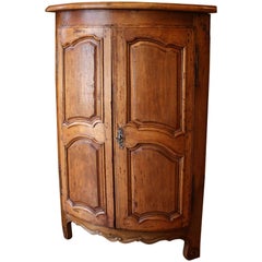 French Louis XV Small Walnut Corner Cabinet