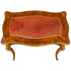 French Louis XV St. 19th Century Tulipwood Marquetry Table