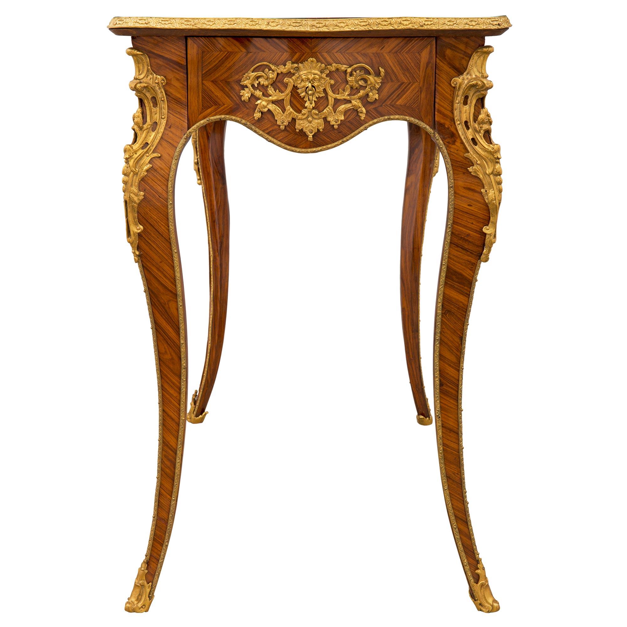 French Louis XV St. 19th Century Tulipwood Marquetry Table For Sale 2