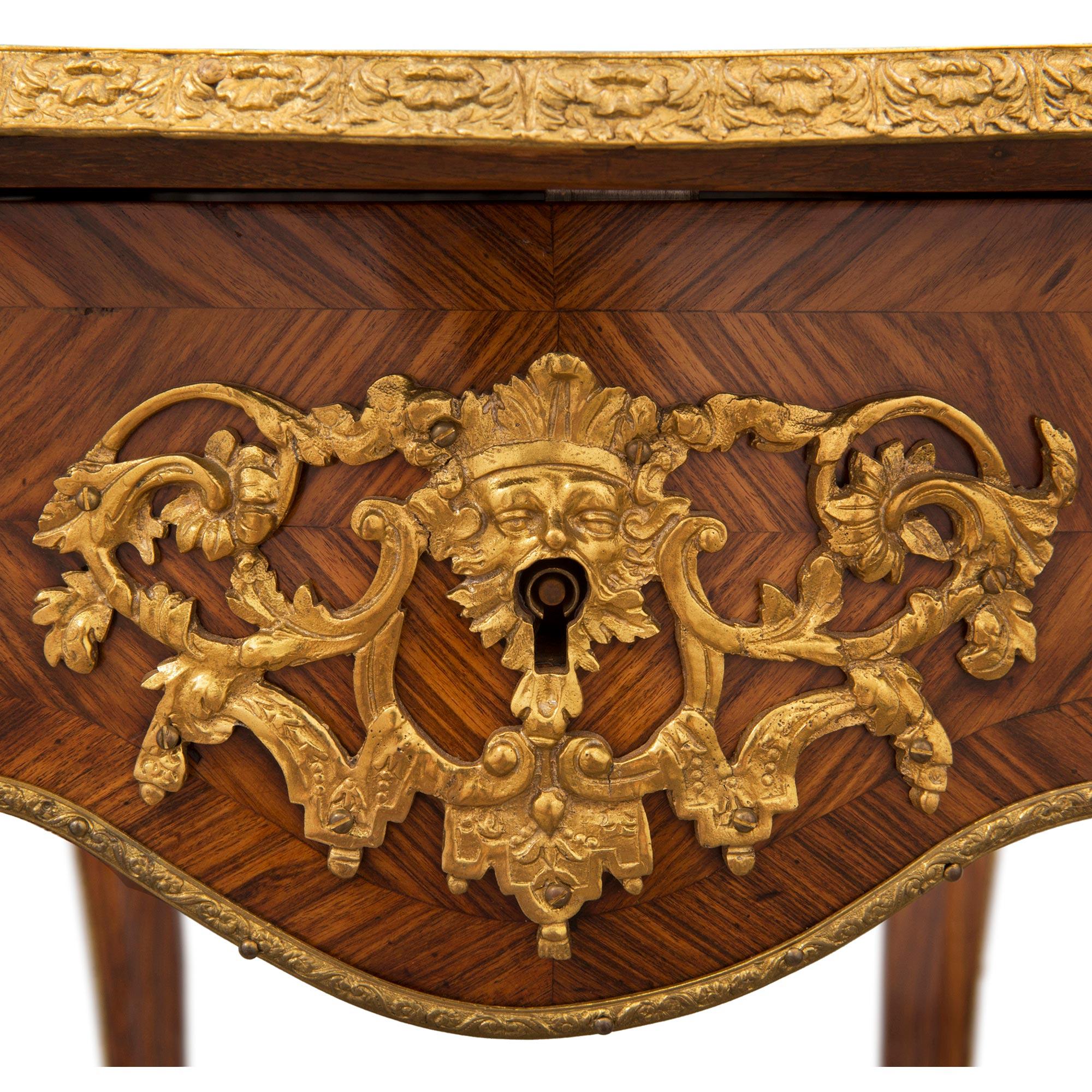 French Louis XV St. 19th Century Tulipwood Marquetry Table For Sale 5