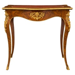 French Louis XV St. 19th Century Tulipwood Marquetry Table