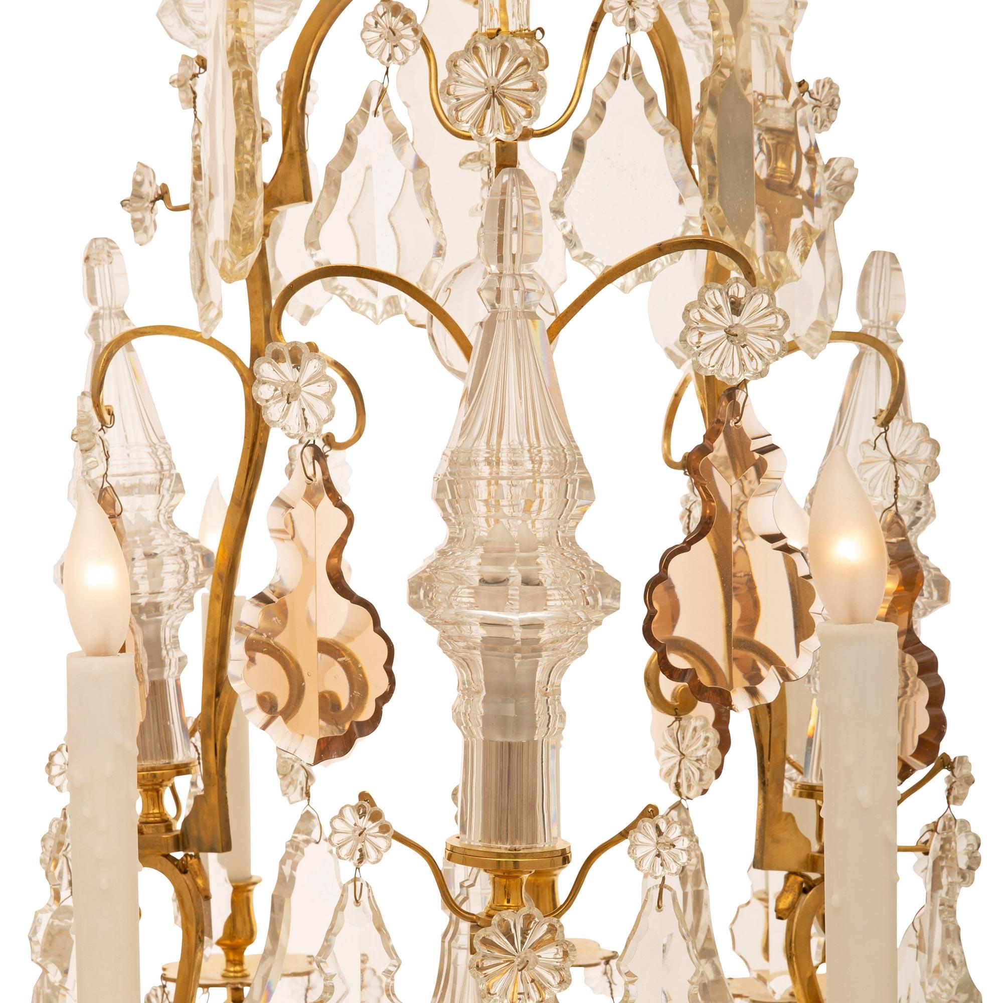 Lustre français Louis XV à quinze lumières en cristal de Baccarat Bon état - En vente à West Palm Beach, FL