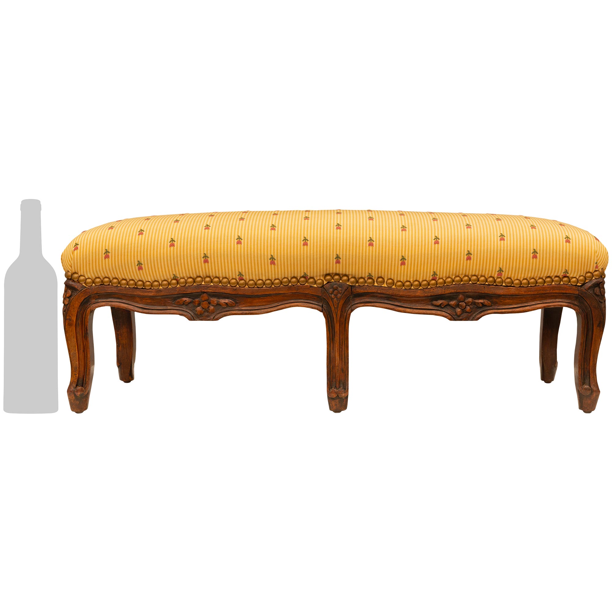 French Louis XV St. Mid 19th Century Low Bench For Sale