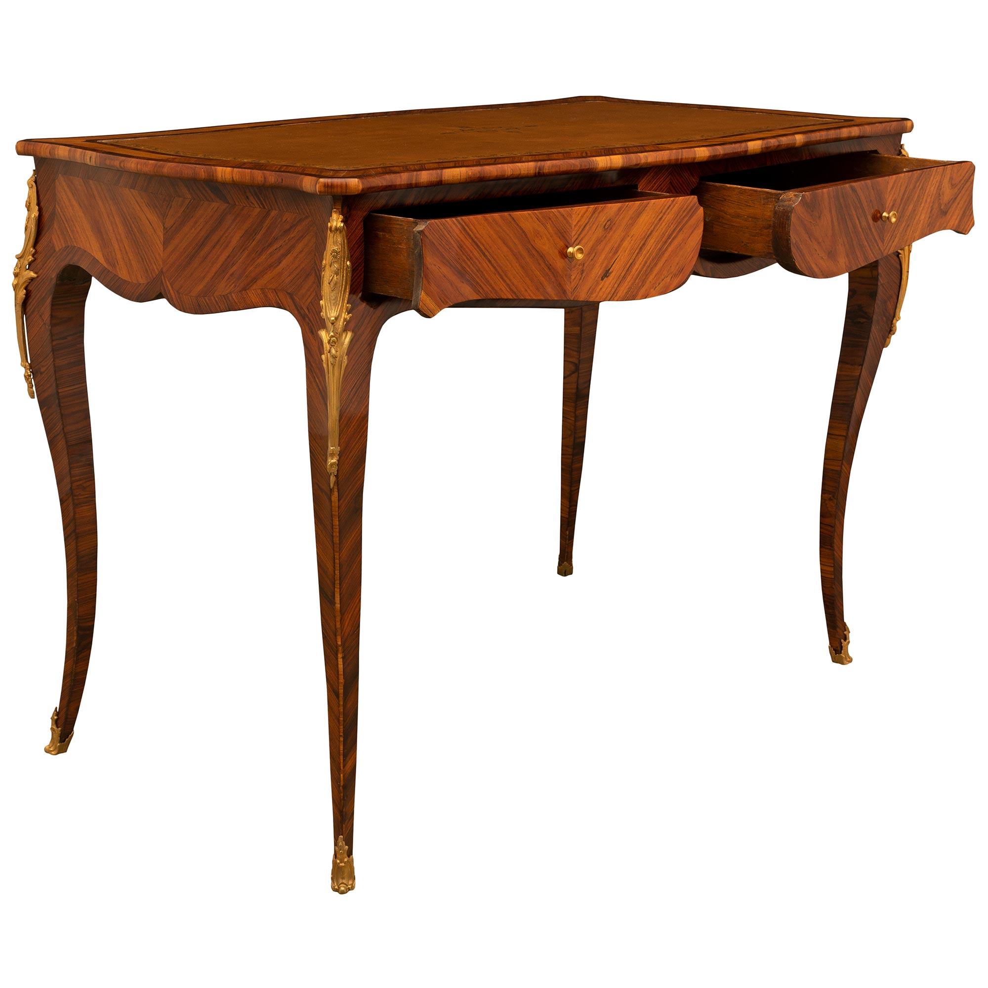 19th Century French Louis XV St. Tulipwood and Kingwood Side Table For Sale