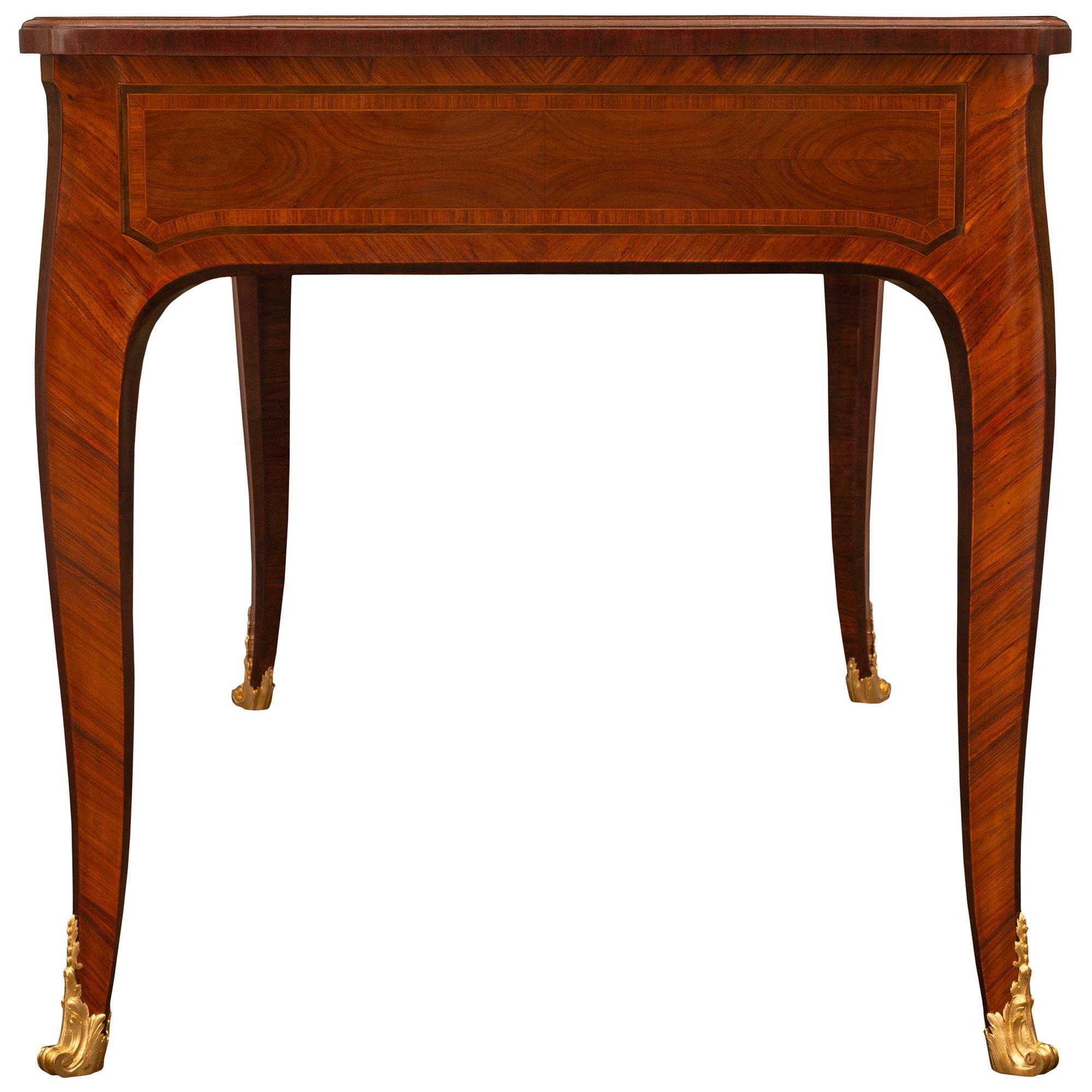 French Louis XV St. Tulipwood, Kingwood, And Ormolu Desk, Signed By Krieger For Sale 1