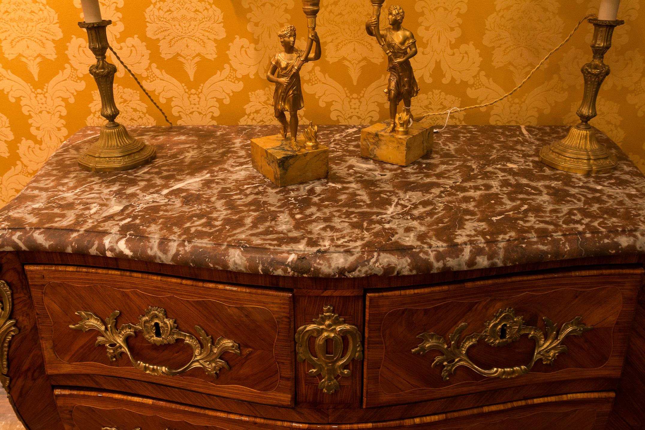 French Louis XV Stamp by Sebastien Vié, Serpentine Marble Top Commode circa 1750 6