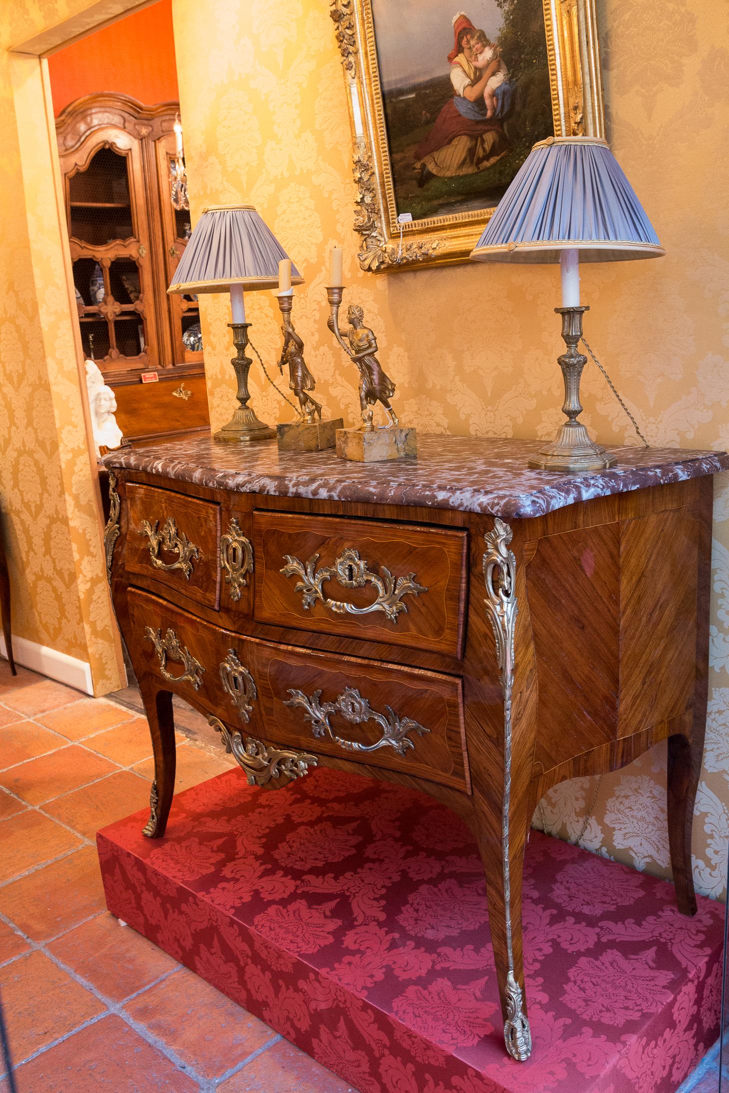 French Louis XV Stamp by Sebastien Vié, Serpentine Marble Top Commode circa 1750 10