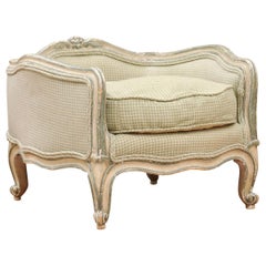 Antique French Louis XV Style 1880s Painted Dog Bed with Cabriole Legs and Upholstery