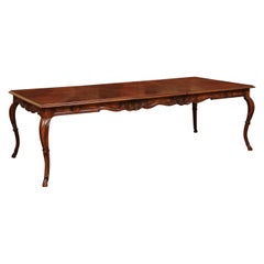 French Louis XV Style 1880s Walnut Extension Dining Table with Two Leaves