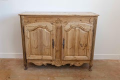 French Louis XV Style 1880s Wooden Buffet with Carved Apron and Molded Doors