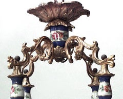 French Louis XV Style Sevres Porcelain and Bronze Chandelier