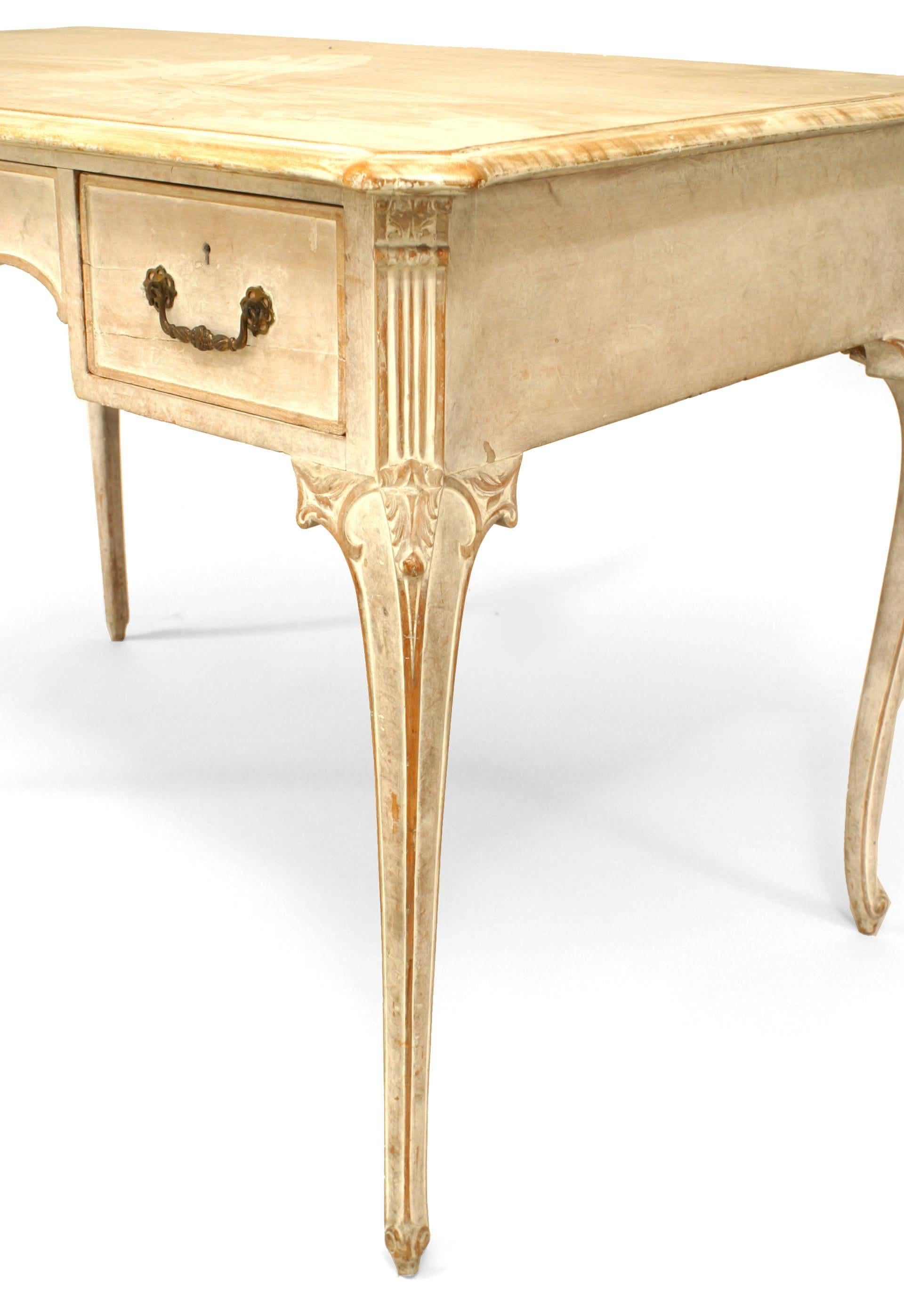 French Louis XV-style (19/20th Century) bleached dressing table with 3 drawers.

