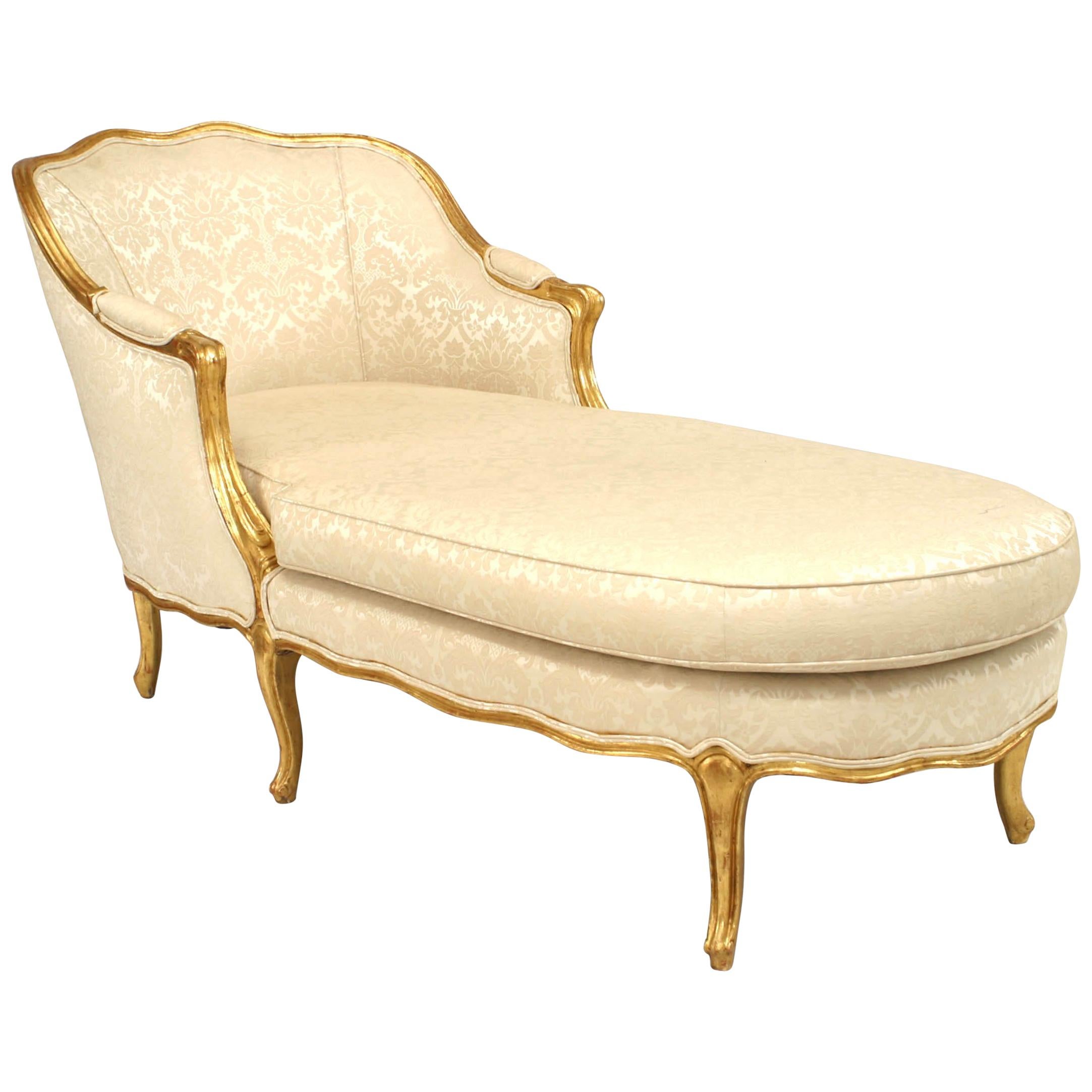 French Louis XV Style '19th-20th Century' Gilt Chaise Longue