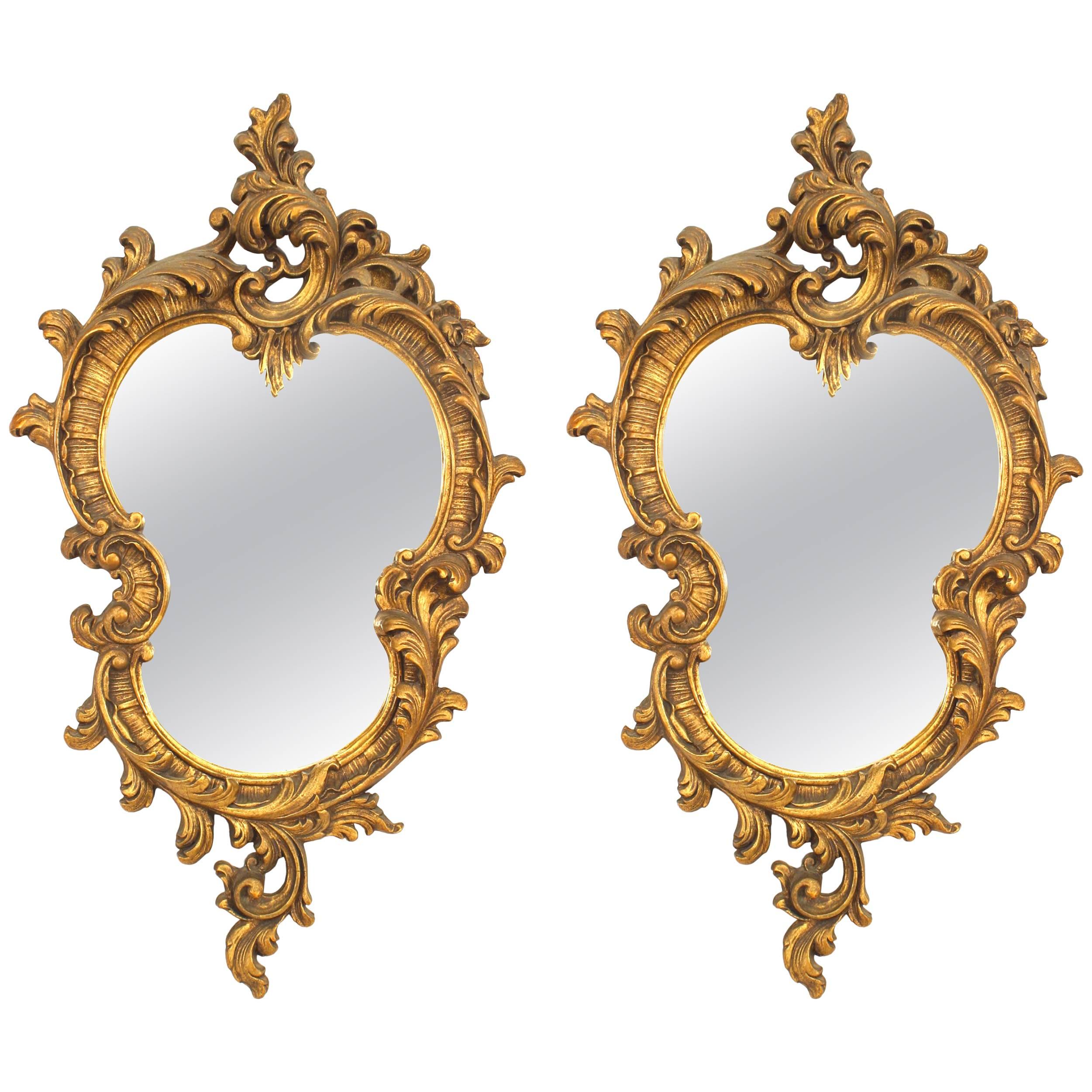 Miroirs muraux français de style Louis XV du XIXe/XXe siècle peints en or