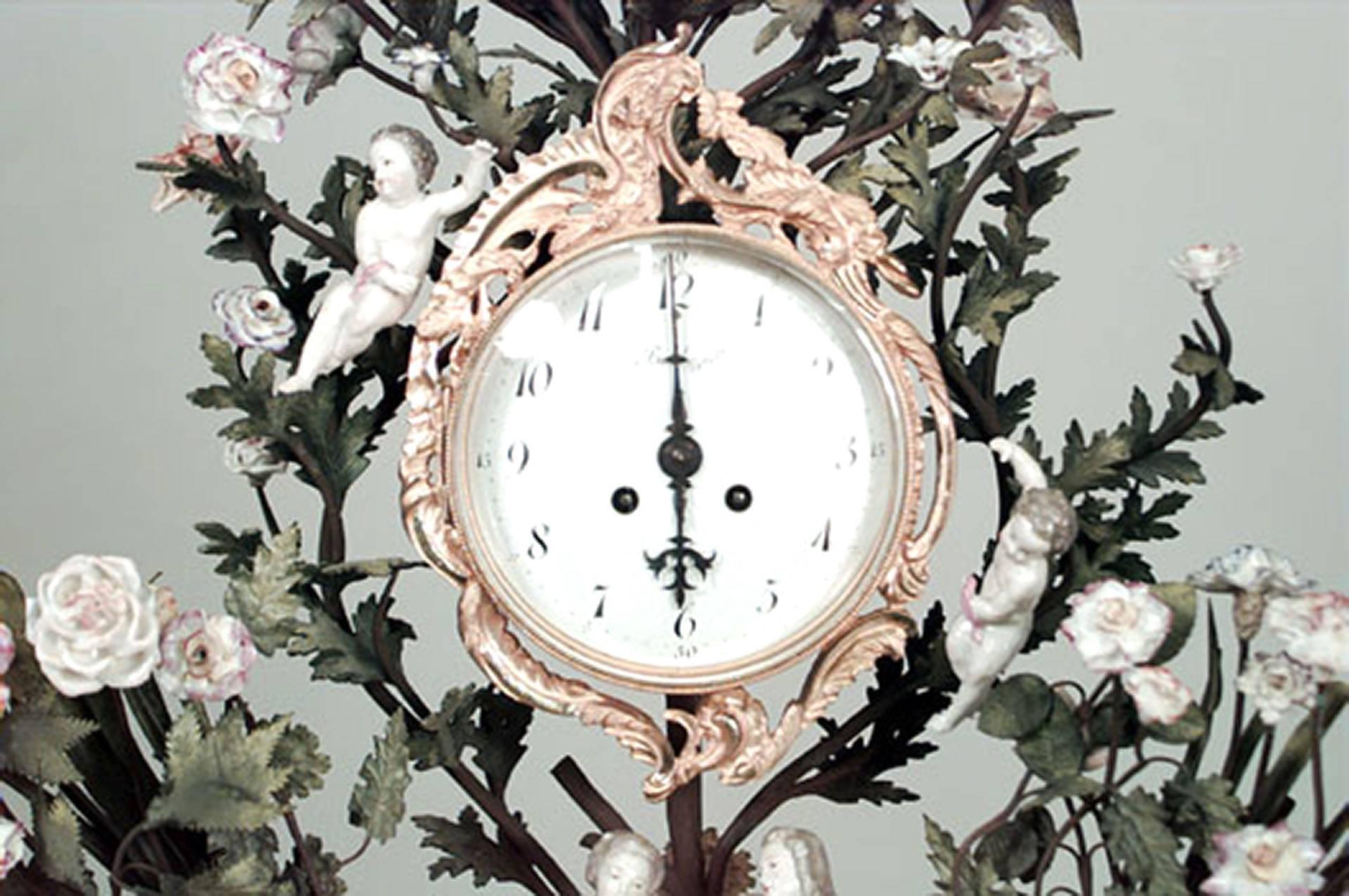 floral mantel clock