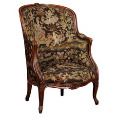 French Louis XV Style 19th Century Bergère Chair with Mythological Needlepoint