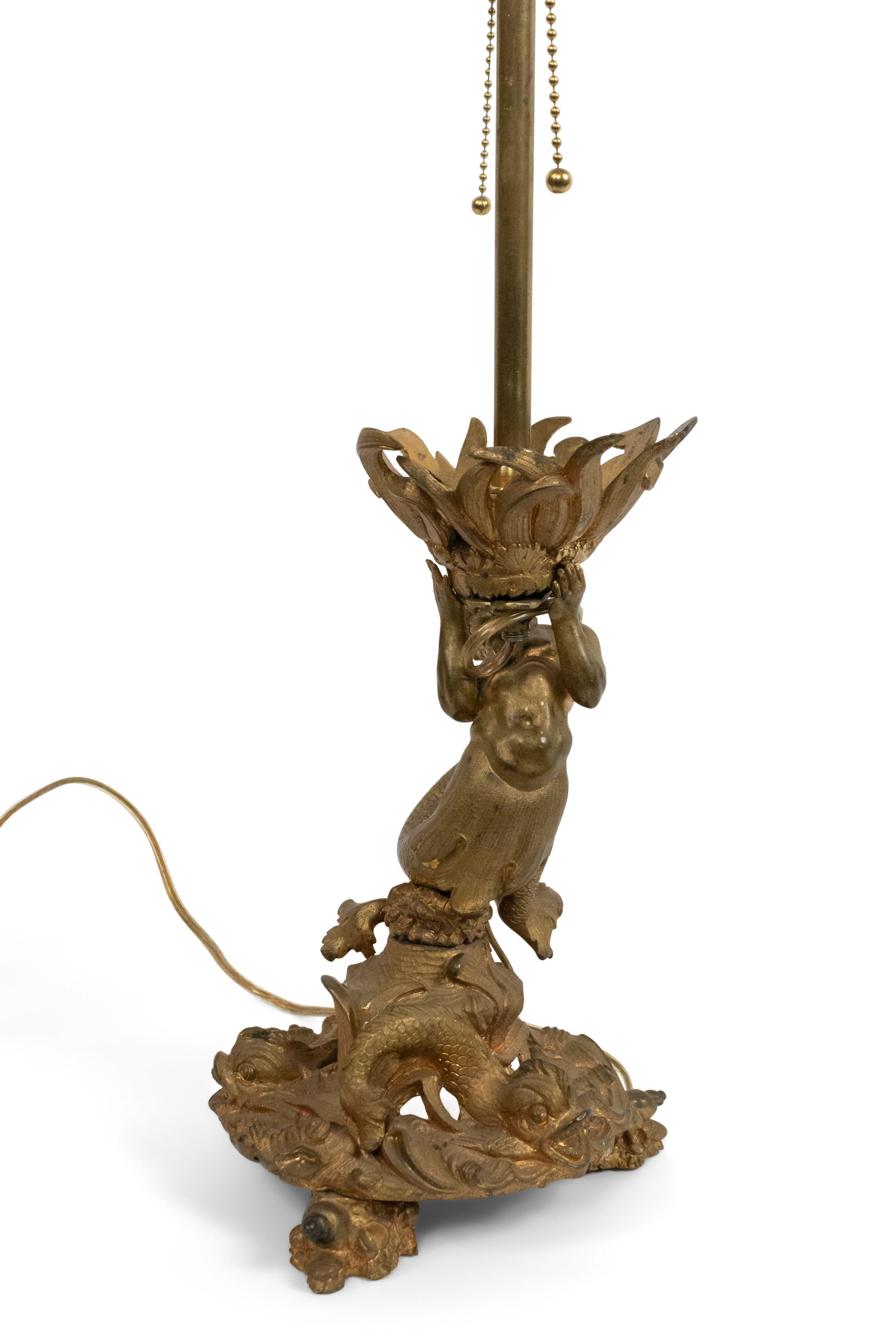 French Louis XV Bronze Dore Table Lamp For Sale 4