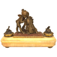 French Louis XV Style Bronze Double Inkwell