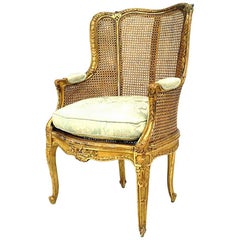 French Louis XV Gilt Berg√©re Arm Chair