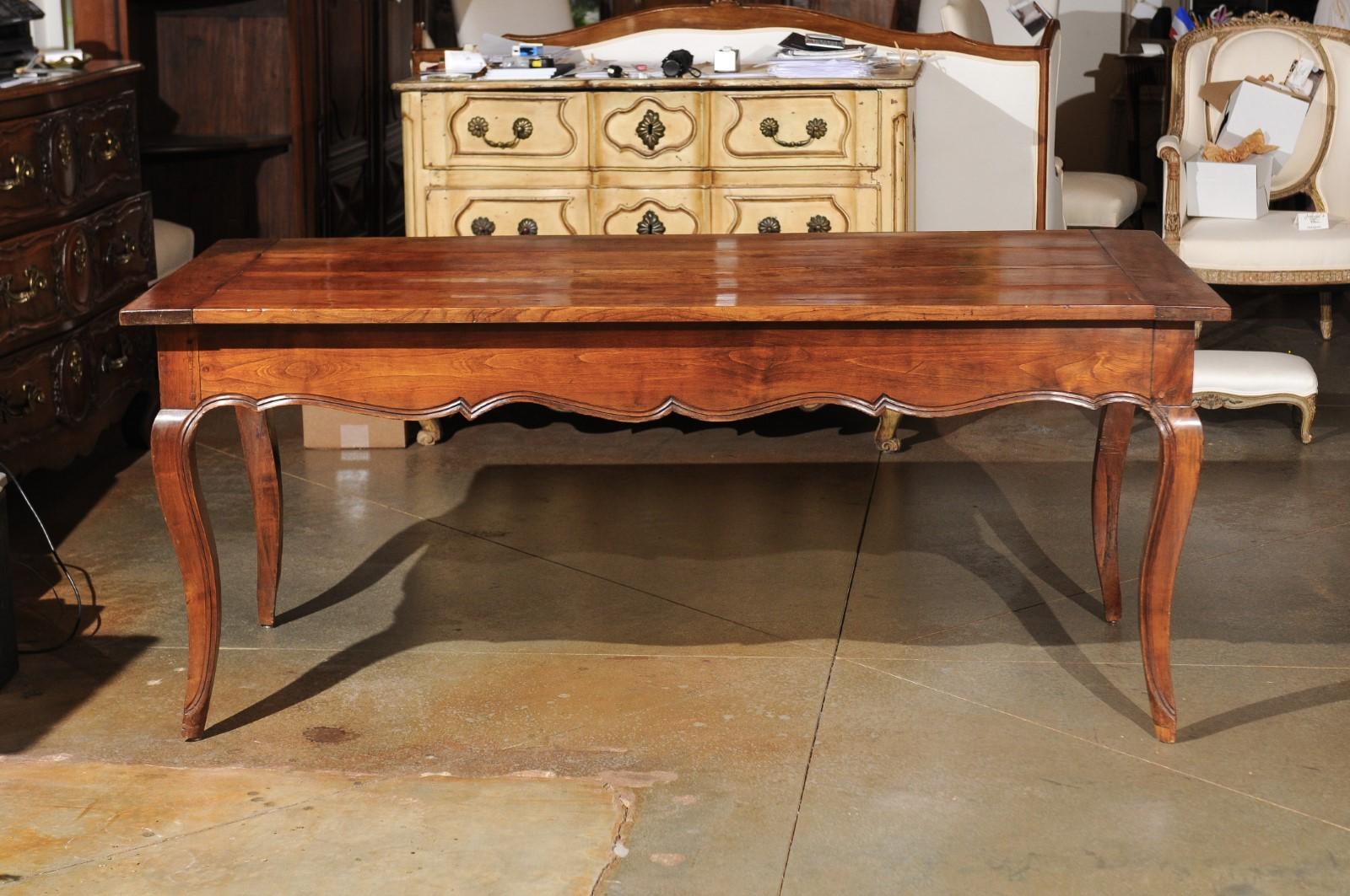 French Louis XV Style 19th Century Cherry Farm Table with Three Drawers 6