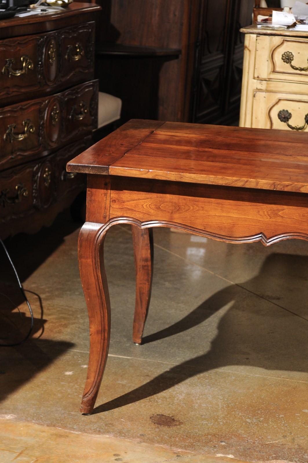 French Louis XV Style 19th Century Cherry Farm Table with Three Drawers 7