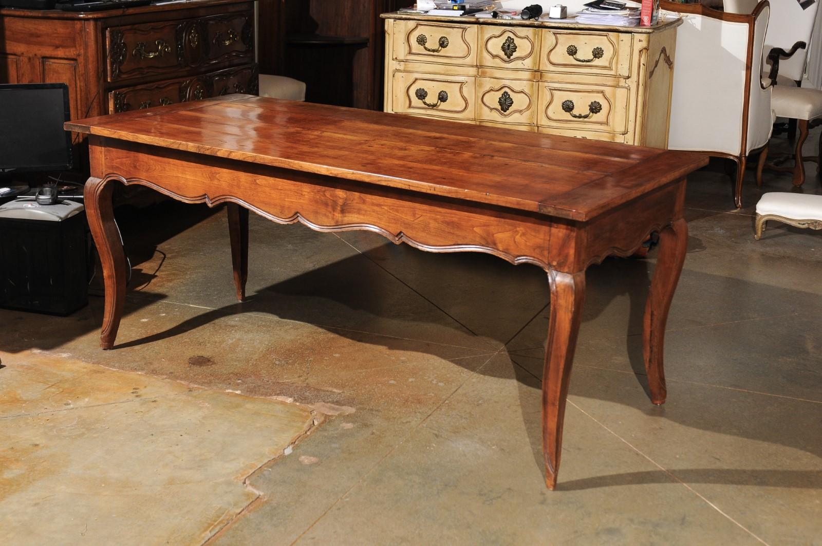 French Louis XV Style 19th Century Cherry Farm Table with Three Drawers 4