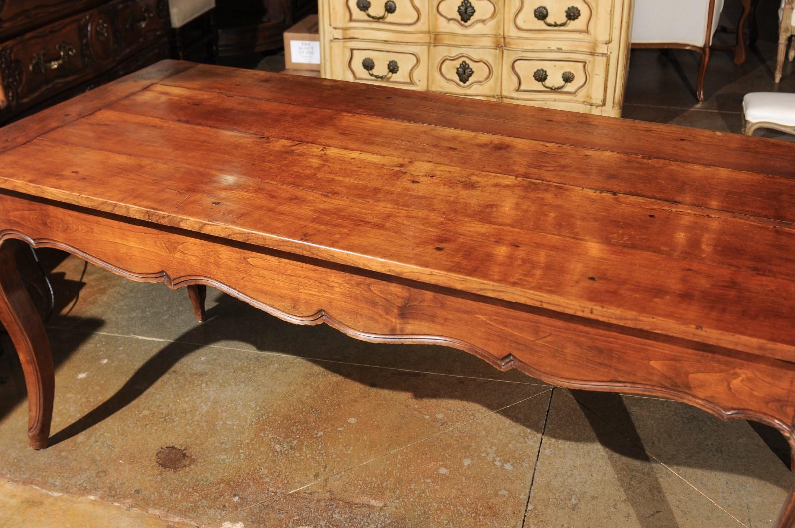 French Louis XV Style 19th Century Cherry Farm Table with Three Drawers 5