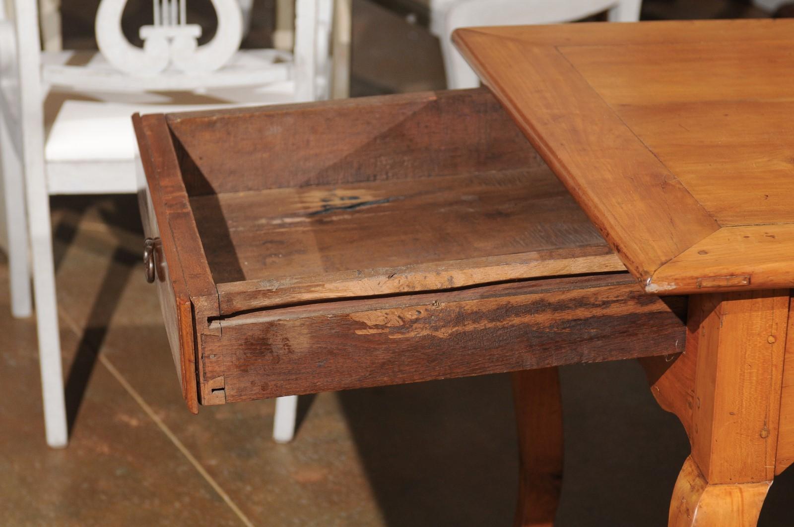 French Louis XV Style 19th Century Cherry Office Table with Lateral Drawers In Good Condition For Sale In Atlanta, GA
