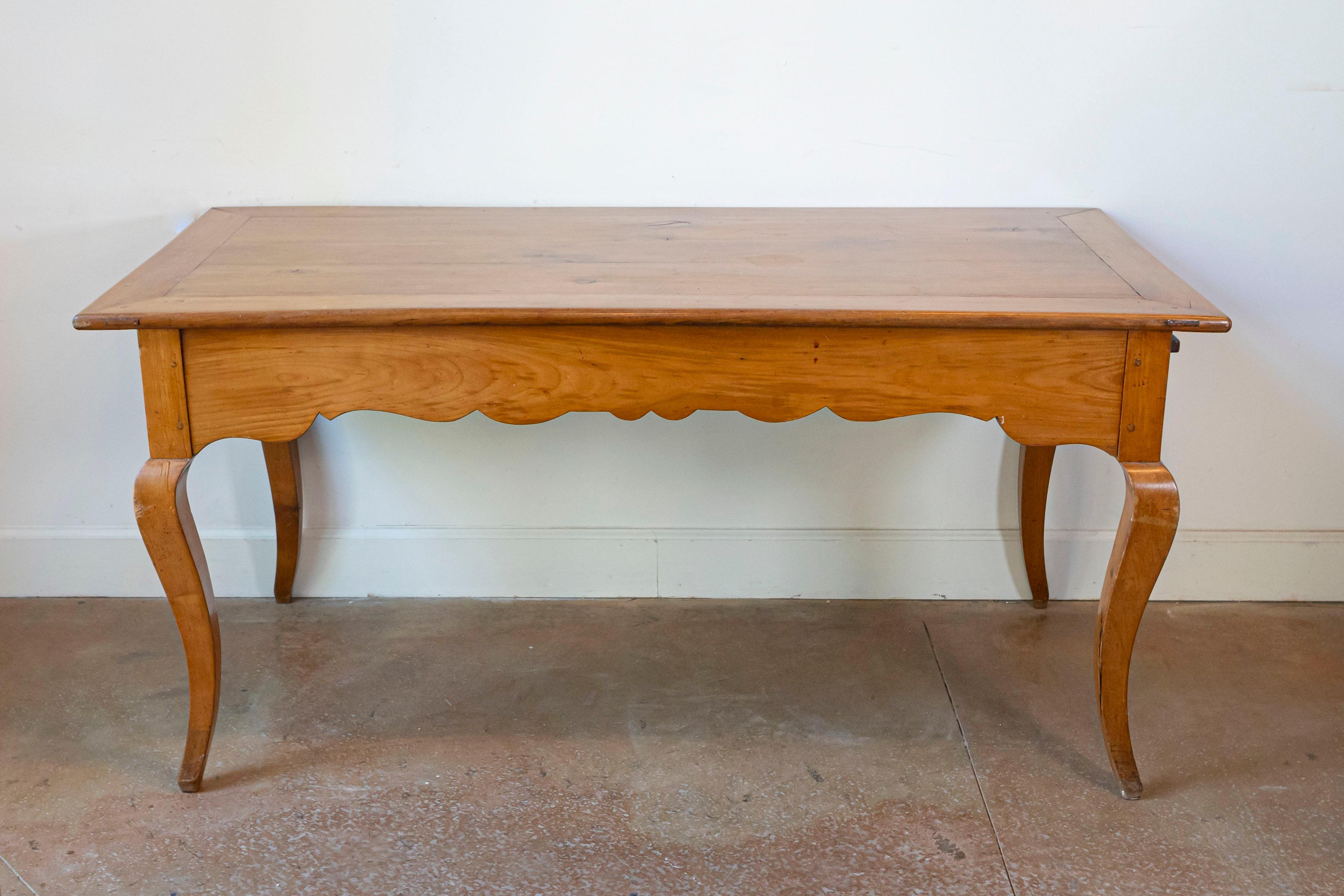 French Louis XV Style 19th Century Cherry Office Table with Lateral Drawers 3