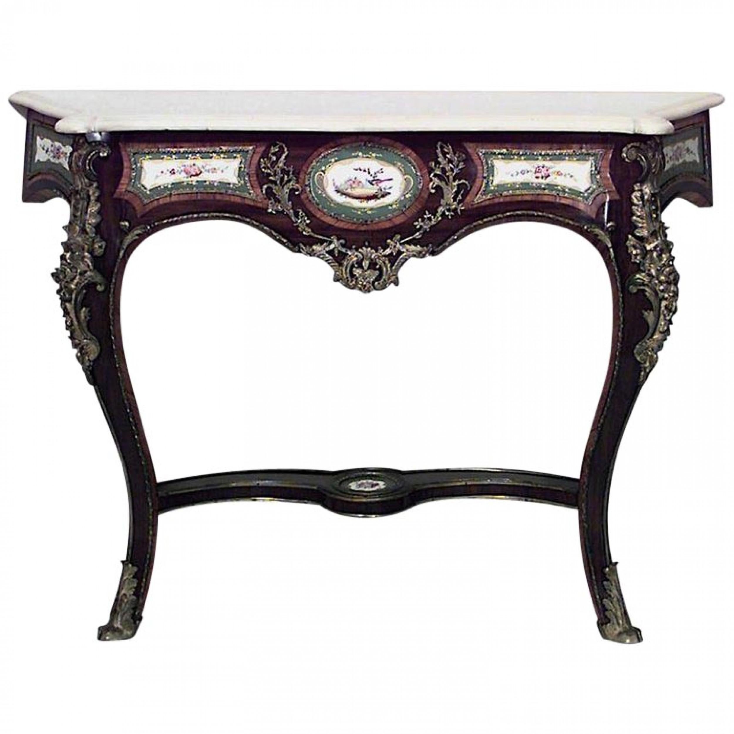 Bronze French Louis XV Style '19th Century' Kingwood Bracket Console For Sale