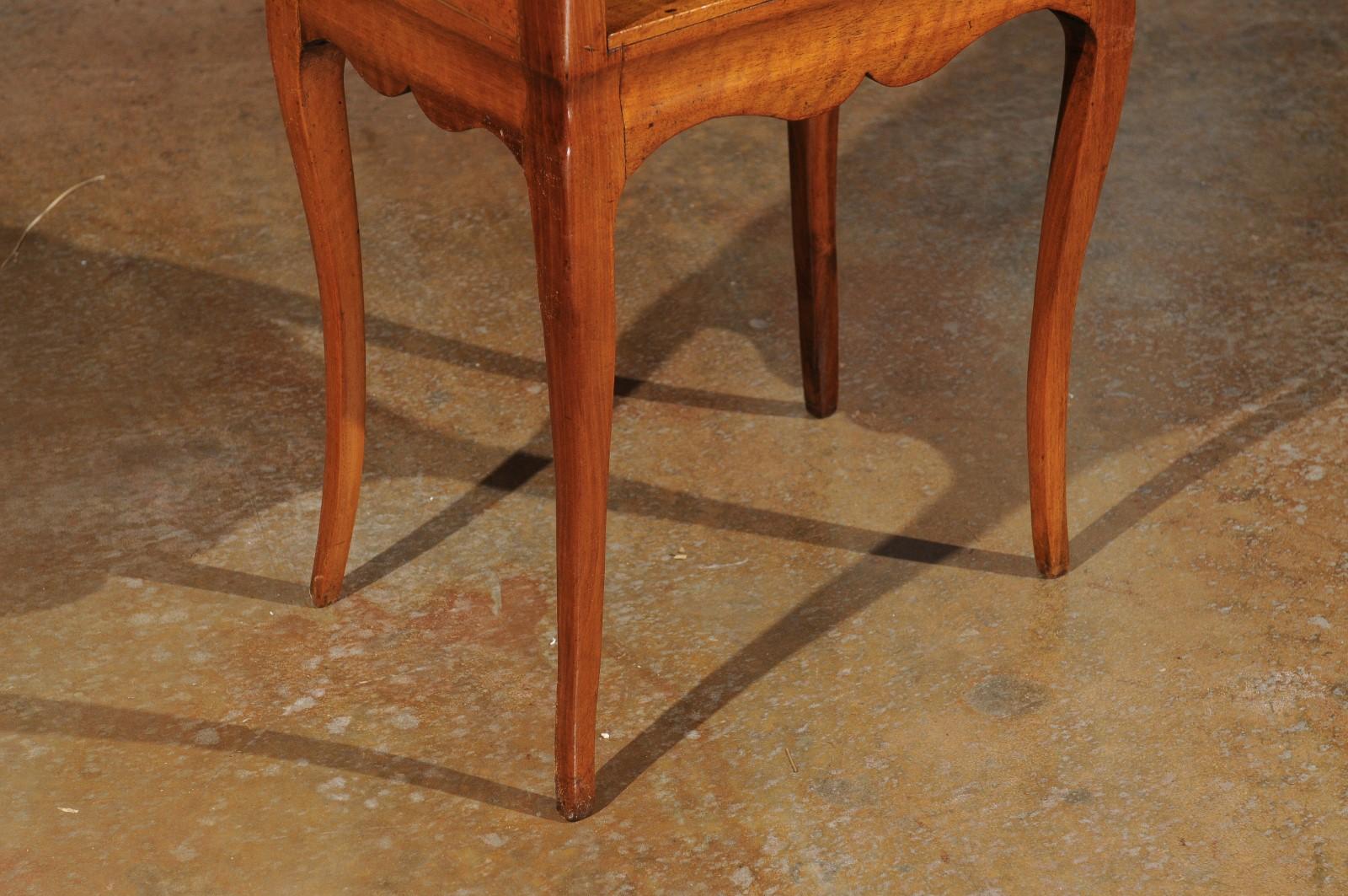 French Louis XV Style 19th Century Nightstand with Tray Top and Lateral Drawer In Good Condition In Atlanta, GA