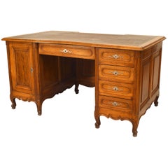 French Louis XV Style Provincial Oak Kneehole Desk