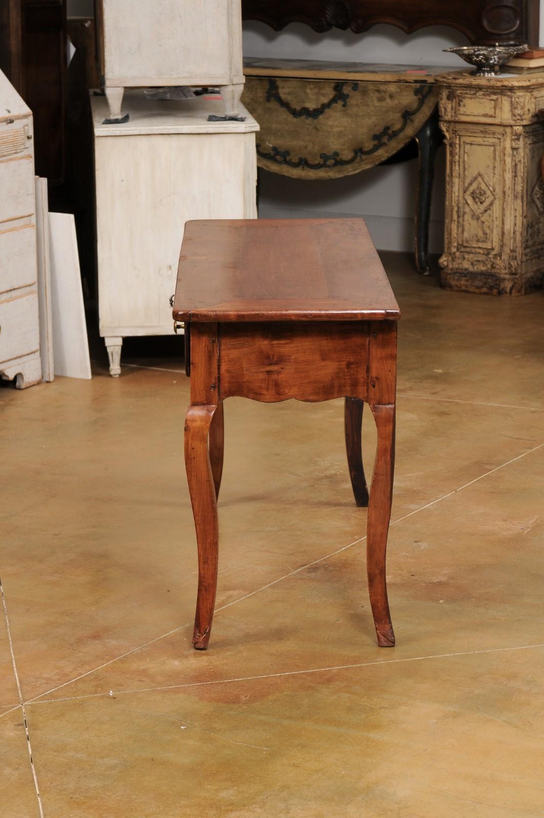French Louis XV Style 19th Century Walnut Console Table with Three Drawers For Sale 5