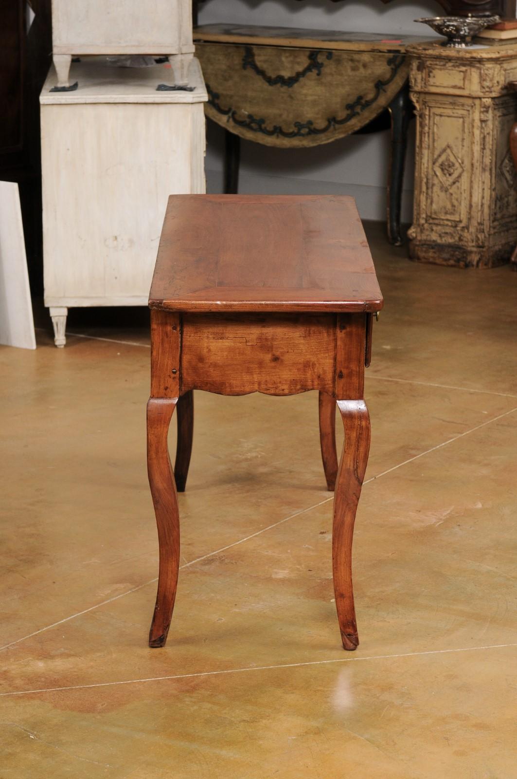 French Louis XV Style 19th Century Walnut Console Table with Three Drawers For Sale 6