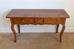 French Louis XV Style 19th Century Walnut Console Table with Three Drawers