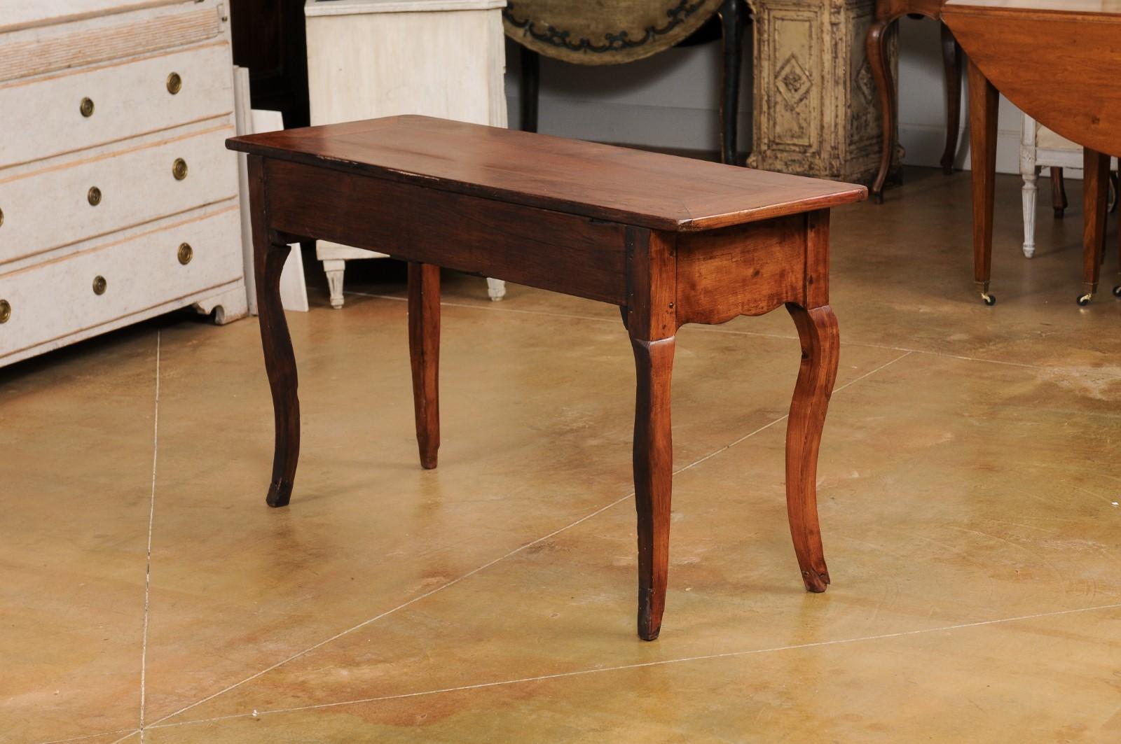 French Louis XV Style 19th Century Walnut Console Table with Three Drawers For Sale 4