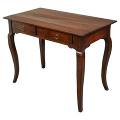 French Louis XV Style 19th Century Walnut Desk with Drawers and Cabriole Legs