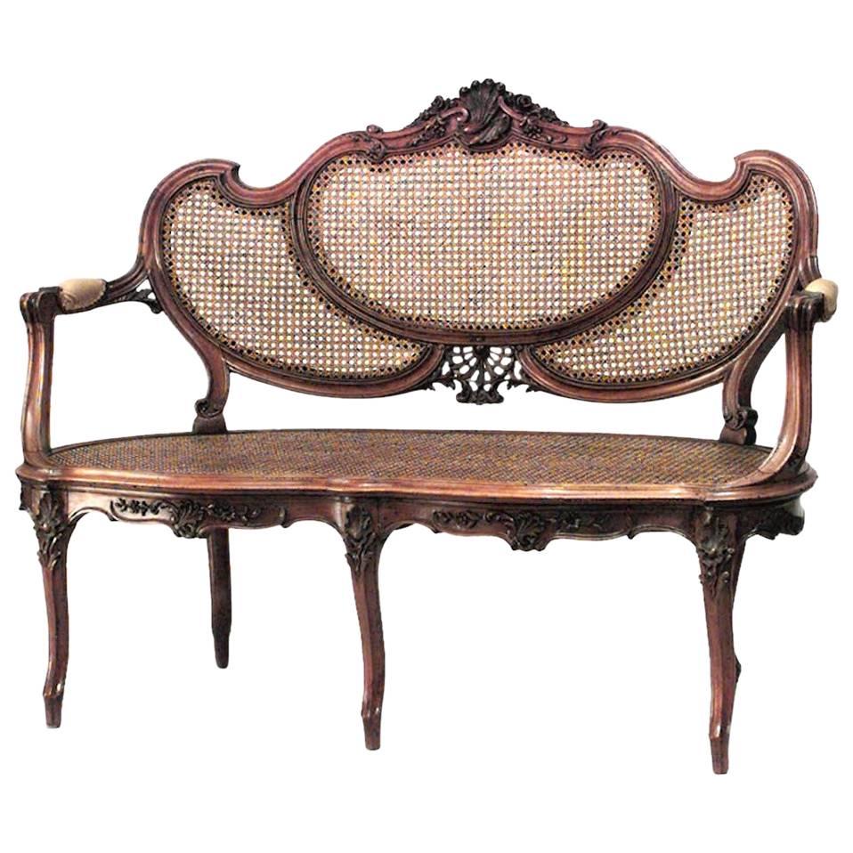 French Louis XV Style 19th Century Walnut Loveseat For Sale