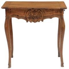 French Louis XV Style 19th Century Walnut Side Table from Provence with Drawer