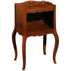 French Louis XV Style 19th Century Wooden Bedside Table with Open Shelf