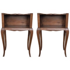Antique French Louis XV Style 19th Century Wooden Bedside Table with Open Shelf