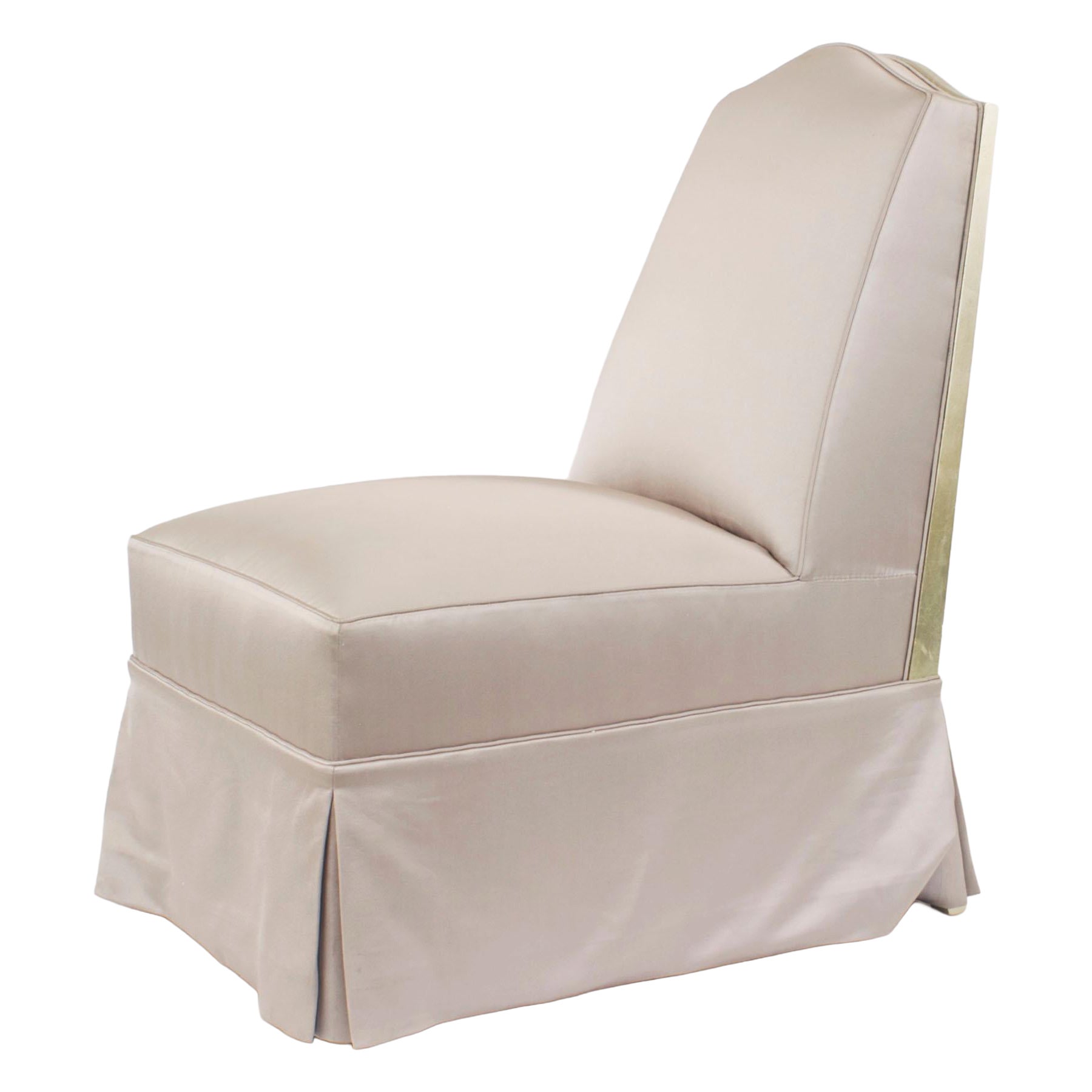 French Louis XV style (20th Cent) silver gilt framed slipper chair For Sale