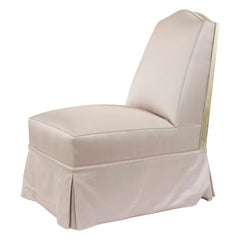 French Louis XV style (20th Cent) silver gilt framed slipper chair