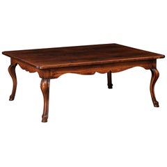 French Louis XV Style 20th Century Coffee Table Made with 19th Century Walnut